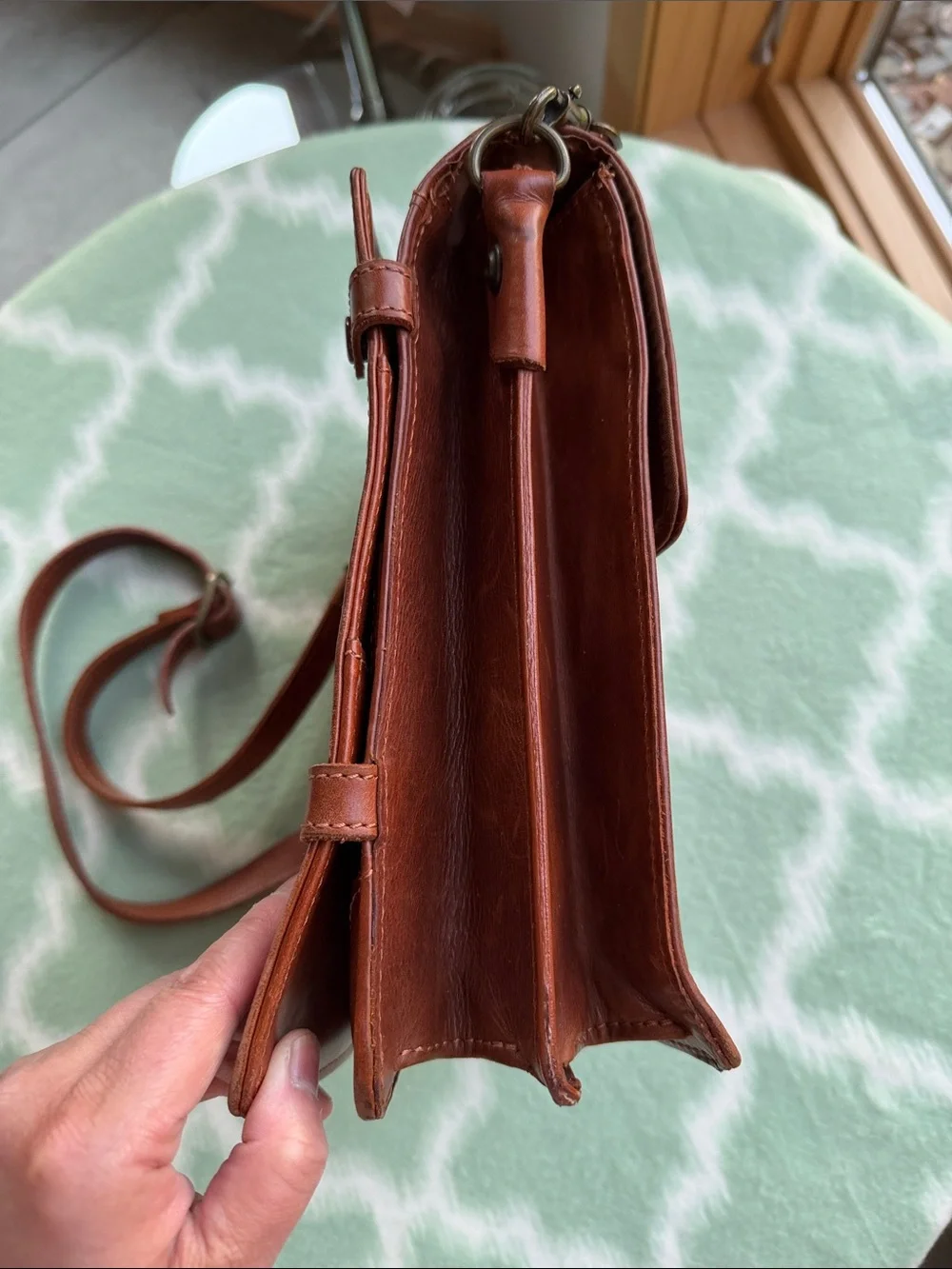 Vintage Georgetown Leather Design Crossbody Messenger Bag Satchel and Travel Bag